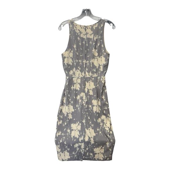Karen Zambos Small Rhys Grey Ivory Printed Crepe Cutout Sheath Dress Feminine - Picture 5 of 5